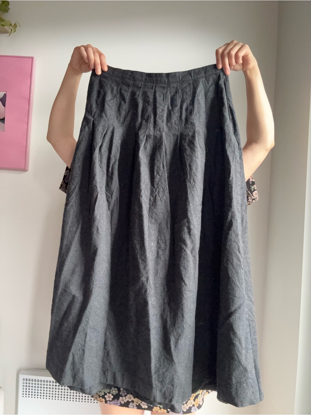 Black Women's A-Line Midi Skirt
